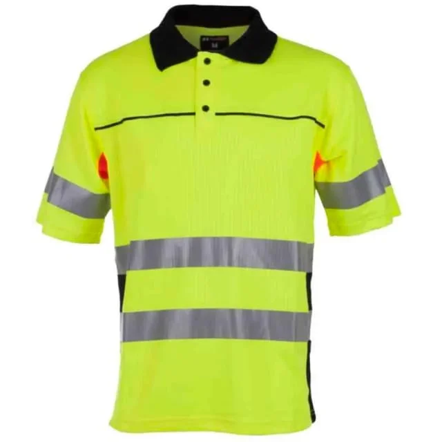 Bekken & Strøm Bergset piqueskjorte, HiVis kl.2, unisex, str. 4XL, gul/sort | 646711 Bekken & Strøm Bergset piqueskjorte, HiVis kl.2, unisex, str. 4XL, gul/sort | 646711