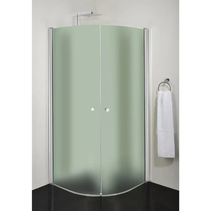 Cassøe Slim dusjhjørne, 88,5x88,5 cm, frostet glass, aluminium profil | BH90IK