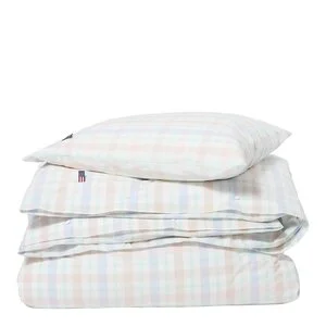 Sengesett percale 200x220 cm flerfarget rutete v:7398634
