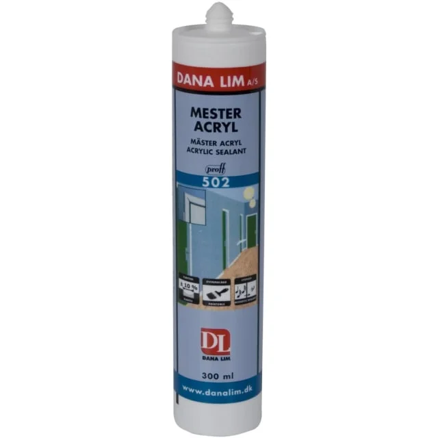 Dana Lim Mester Acryl 502 fugemasse, hvit, 300 ml | 75817 Dana Lim Mester Acryl 502 fugemasse, hvit, 300 ml | 75817