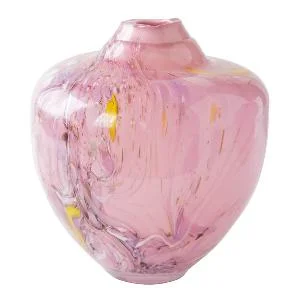Unik skulptur kunstglass M 24 cm rosa multi v:9874812
