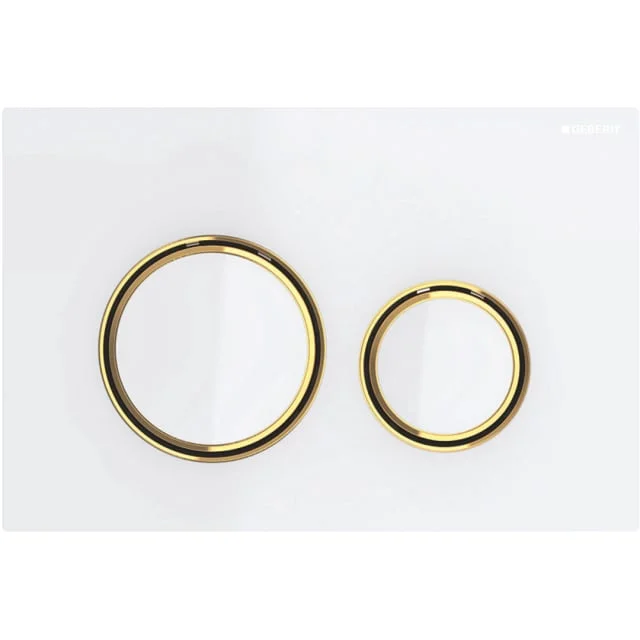 Geberit Sigma 50 Round betjeningsplate, hvit glass/messing | 115.652.SI.1