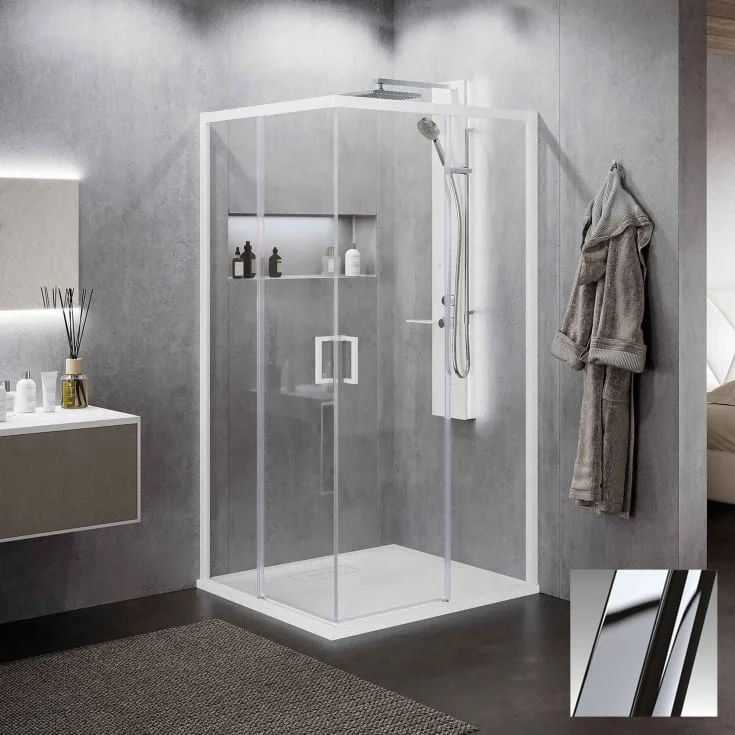 Novellini Zephyros 2.0 AH skyvedør høyre, 82-85 cm, klart glass, krom profil | ZEP2AH82LD-1K