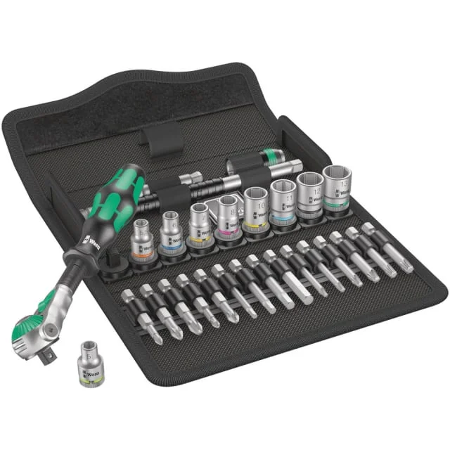 Wera 8100 SC 6 Zyklop pipenøkkelsett, 1/4", 28 deler | 76423561