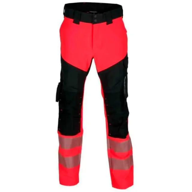 Bekken & Strøm Lillehammer arbeidsbukse, HiVis kl.1, unisex, str. KB54, rød/sort | 609199
