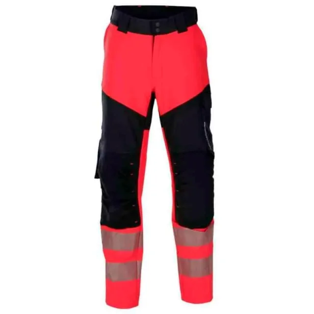 Bekken & Strøm Lillehammer arbeidsbukse, HiVis kl.1, dame, str. C34, rød/sort | 609096