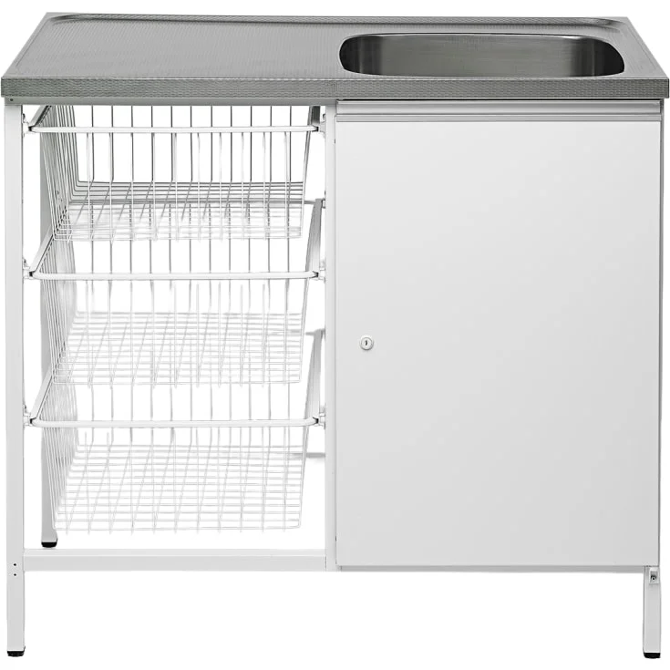 Contura CAB 10 H stålbord, 100×60 cm, rustfritt stål/hvit | 04015801 Contura CAB 10 H stålbord, 100×60 cm, rustfritt stål/hvit | 04015801