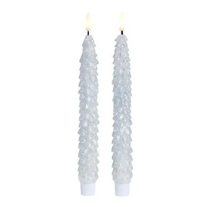 Livia LED-kronelys 25 cm 2 stk sølv v:4810140