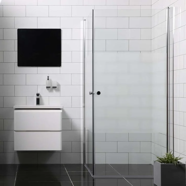 Bathlife Allsidig dusjhjørne, 100×80 cm, delvis frostet glass, sølv profil | 40790726 Bathlife Allsidig dusjhjørne, 100×80 cm, delvis frostet glass, sølv profil | 40790726
