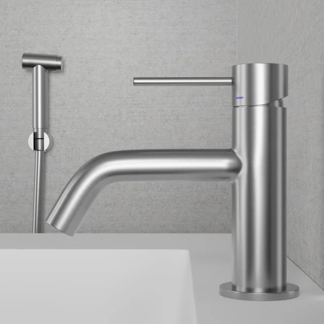 Scandtap Voyage B servantbatteri med sidedusj, uten bunnventil, rustfritt stål | 10280