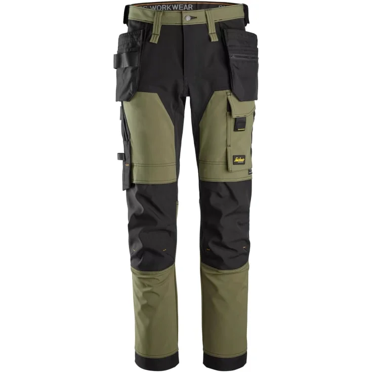 Snickers 6275 AllroundWork arbeidsbukse med stretch, olivengrønn/sort, str. 252 | 6275-3104_252