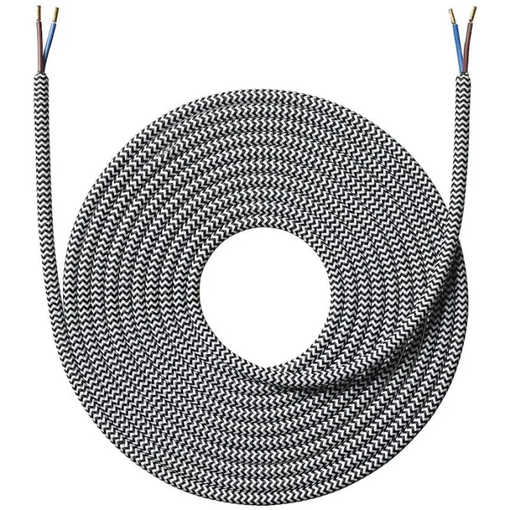 Nielsen stoffledning 2x0,75 mm², 4 meter, sort/hvit | 950142