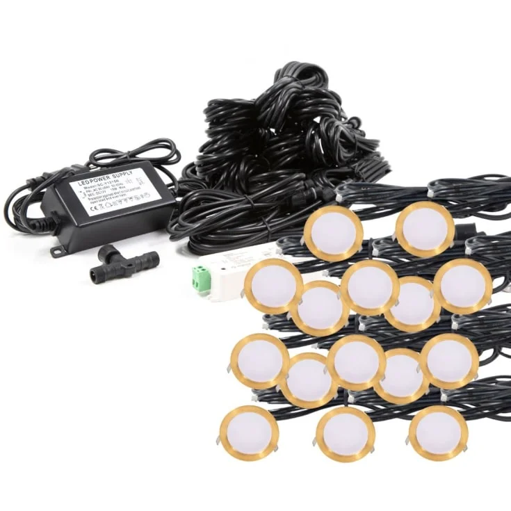 Light By Juhl Cosmos underjordisk spot, Zigbee, messing, 15-pk | 120217