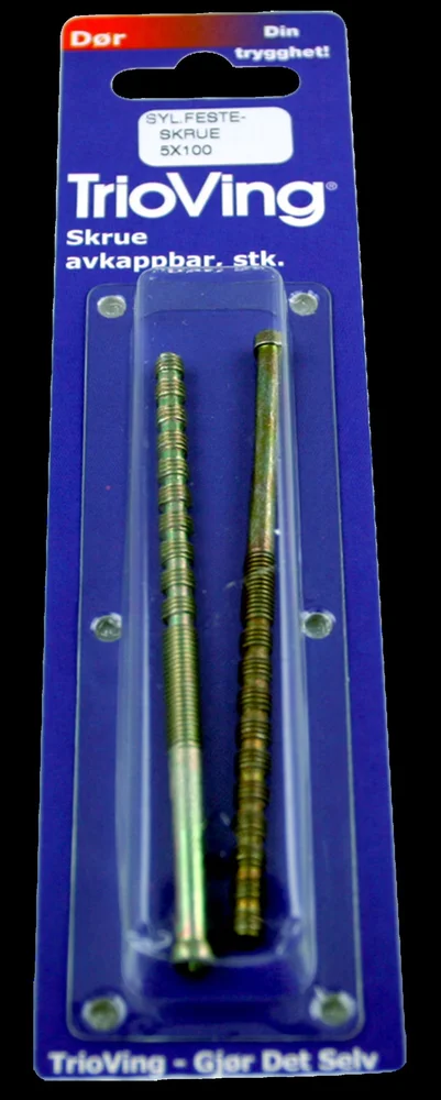 Sylinderskrue avkappbar 5x100mm gulkromatisert 2stk v:4476911 Sylinderskrue avkappbar 5x100mm gulkromatisert 2stk v:4476911