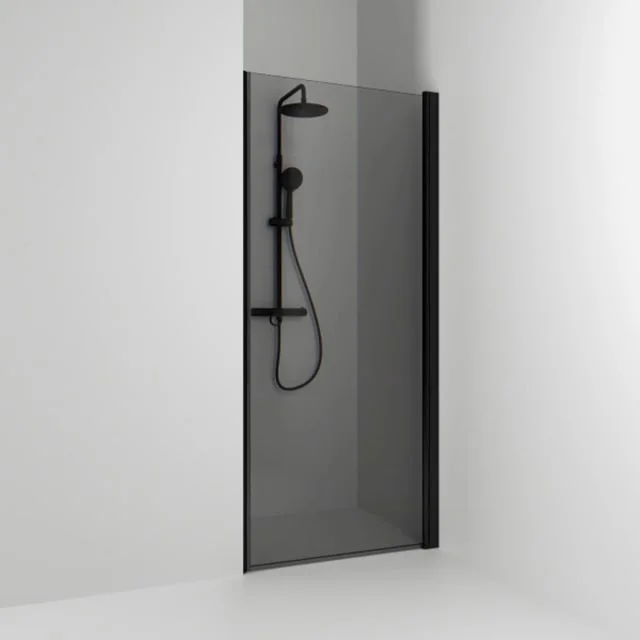 Svedbergs Skoga dusjnisje rett, 80 cm, røykfarget glass, sort matt profil | 60111280