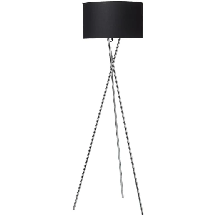 Nielsen Light Uptown gulvlampe, krom ben og sort skjerm | 308059