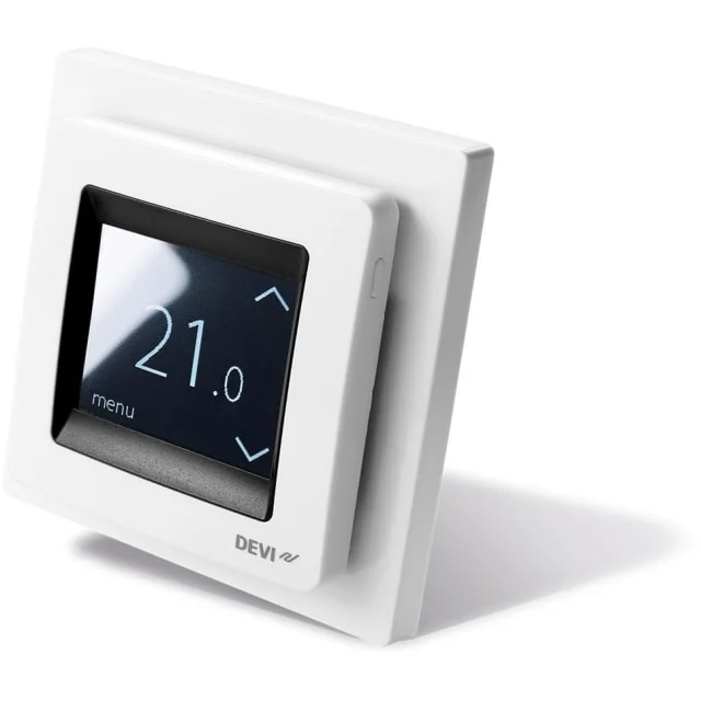 Devi reg Touch Termostat med gulvføler, Design ramme, Hvit | 140F1064 Devi reg Touch Termostat med gulvføler, Design ramme, Hvit | 140F1064