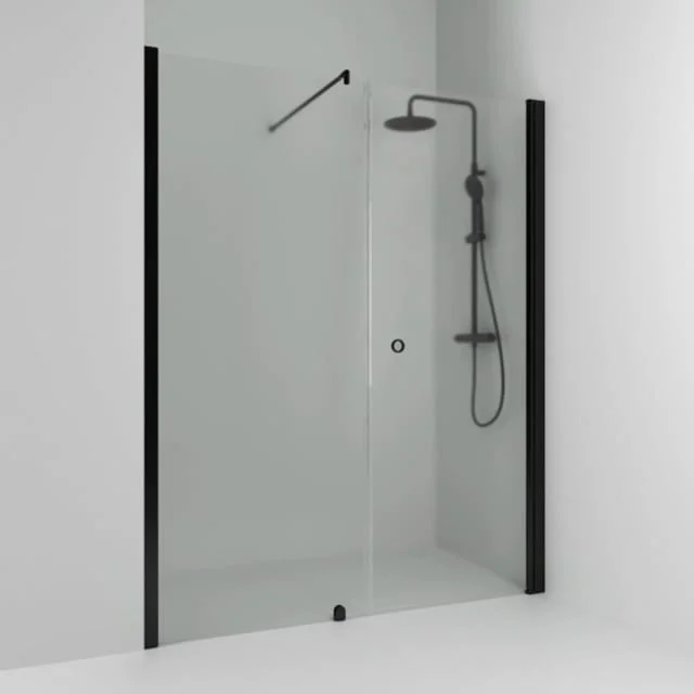 Svedbergs Skoga dusjnisje rett/fast, 160 cm, frostet glass, sort matt profil | 61908288
