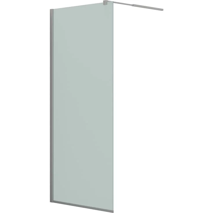 Dansani Match dusjvegg, modell D+teleskopstang, 87 cm, frostet glass, satin profil | MODEL17-90-FROSTET