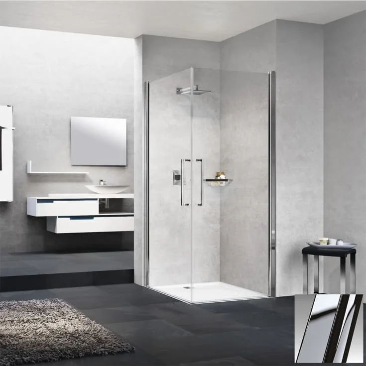Novellini Young 2.0 2G slagdør, 72-74 cm, klart glass, krom profil | Y22G72L-1K