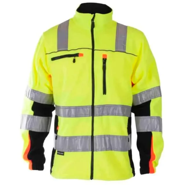 Bekken & Strøm Bergset fleecejakke, HiVis kl.3, unisex, str. 4XL, gul/sort | 646349 Bekken & Strøm Bergset fleecejakke, HiVis kl.3, unisex, str. 4XL, gul/sort | 646349