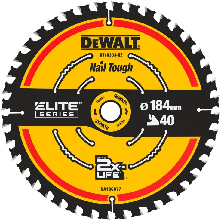 DeWalt Carbide Elite sirkelsagklinge, Ø184/16 mm, 40 tenner | 383707 DeWalt Carbide Elite sirkelsagklinge, Ø184/16 mm, 40 tenner | 383707