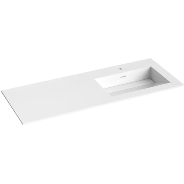 Korsbakken Corian møbelservant, høyre, skrå bunn, 120x46,5 cm, hvit matt | 373702126