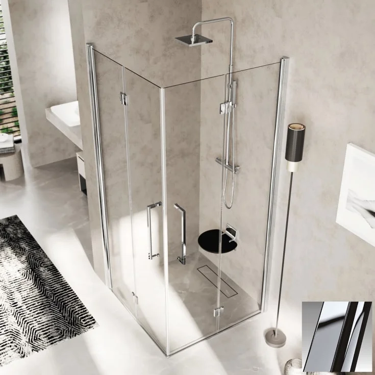 Novellini Young 2.0 2GS foldedør venstre, 57-59 cm, klart glass, krom profil | Y22GS57LS-1K