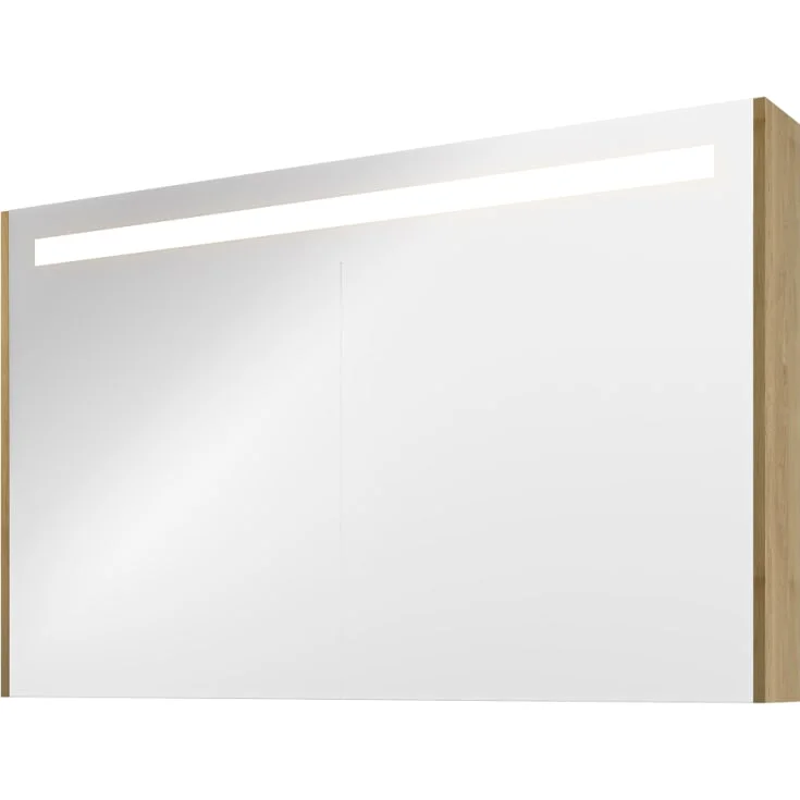 Sanibell Proline speilskab med lys, 120x74cm, ideal eik | 1809502