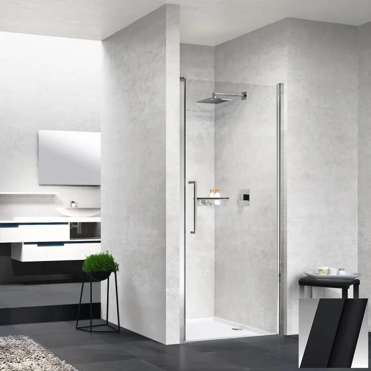 Novellini Young 2.0 1B slagdør for nisje, 57-61 cm, klart glass, sort matt profil | Y21B57-1H