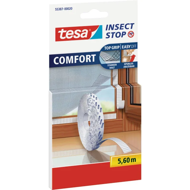 Tesa Insect Stop Comfort borrelås, 5,6 m x 9 mm, hvit | 55387-00020-00 Tesa Insect Stop Comfort borrelås, 5,6 m x 9 mm, hvit | 55387-00020-00