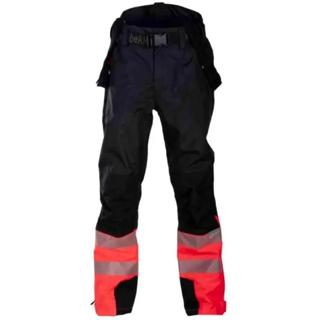 Bekken & Strøm Halten Extreme skallbukse, HiVis kl.1, unisex, str. XL, sort/rød | 607186