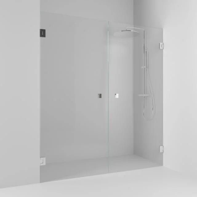 Svedbergs 180° dusjnisje rett, 156,5 cm, klart glass, krom profil | 655716