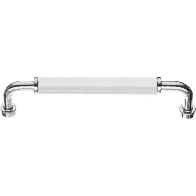 Smedbo håndtak, cc 128 mm, polert krom/hvit | BK6351X