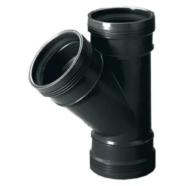 Wavin Wafix 110/110x45° PP pluss grenrør, sort | 2215379