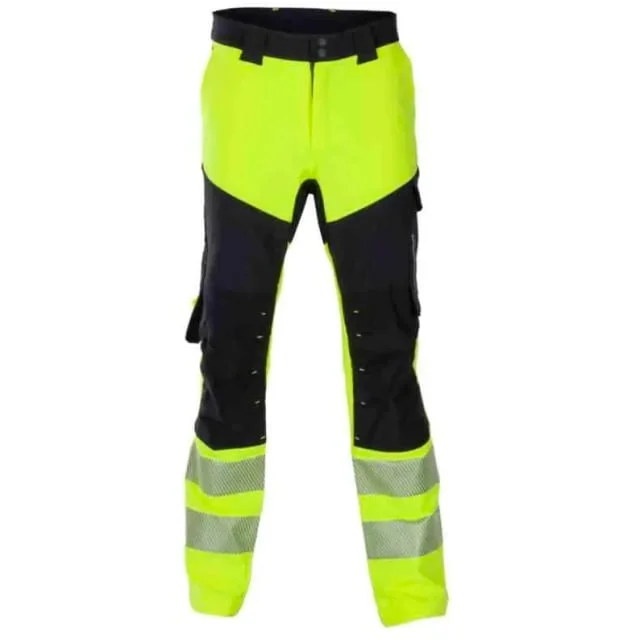 Bekken & Strøm Lillehammer arbeidsbukse, HiVis kl.1, unisex, str. C68, gul/sort | 607776