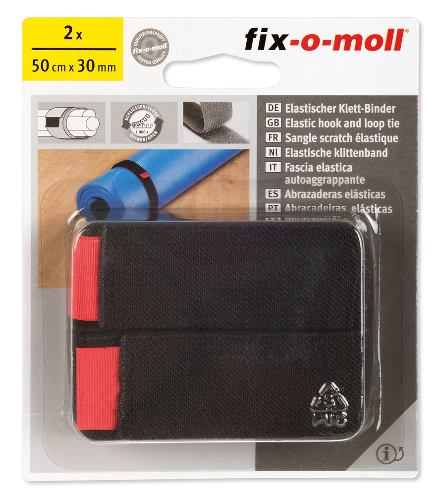 Borrelås Hookloop Elastisk med rød griptag 50cmx30mm v:7590273
