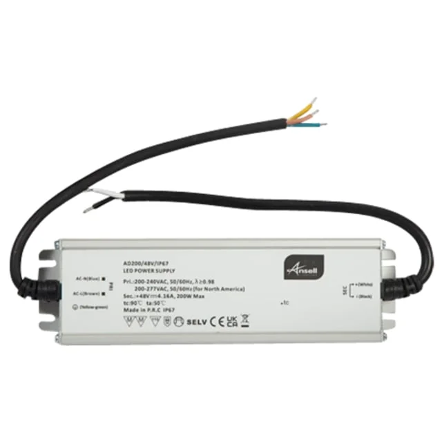 Ansell Lighting utendørs LED driver, 48V, 200W | AD200/48V/IP67 Ansell Lighting utendørs LED driver, 48V, 200W | AD200/48V/IP67