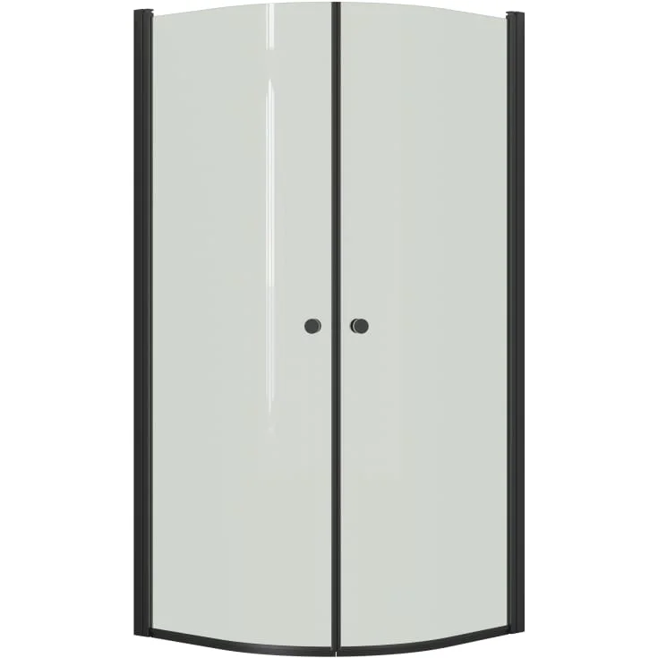 Dansani Match buet dusjdør, modell E+E, 72×72 cm, klart glass, svart profil | 930220253+pakke+model_E_72