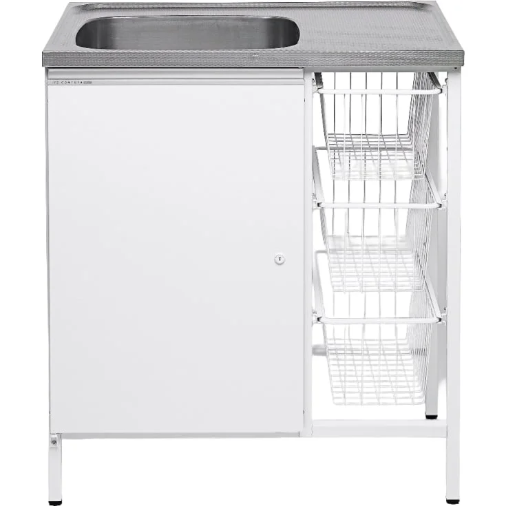 Contura CAB 8 V stålbord, 80×60 cm, rustfritt stål/hvit | 0407080 Contura CAB 8 V stålbord, 80×60 cm, rustfritt stål/hvit | 0407080