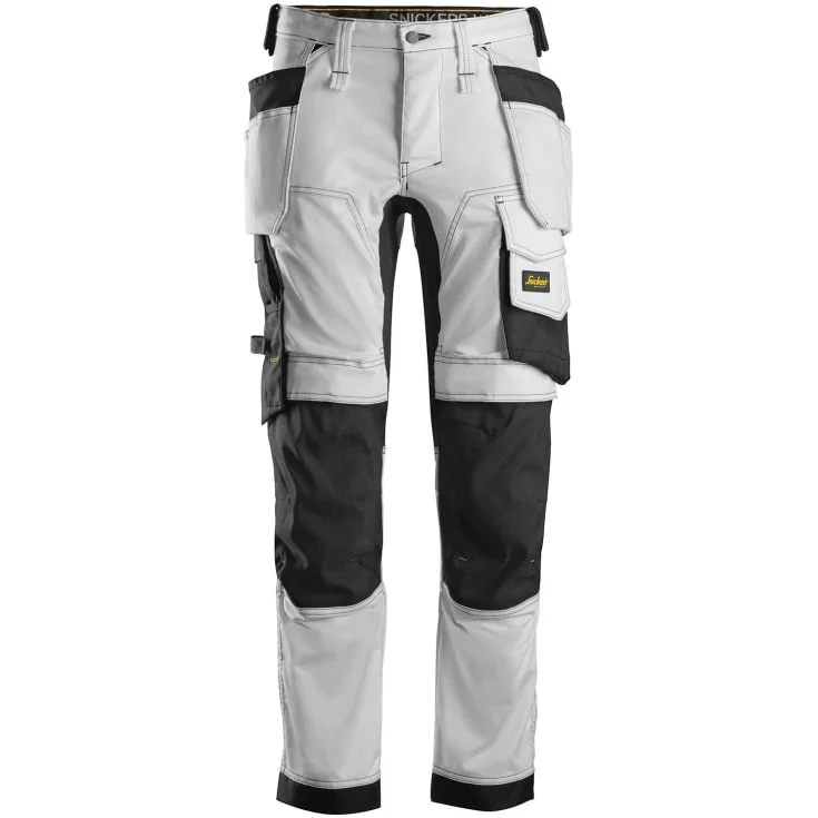 Snickers 6241 AllroundWork arbeidsbukse med stretch, hvit/sort, str. 112 | 6241-0904_112