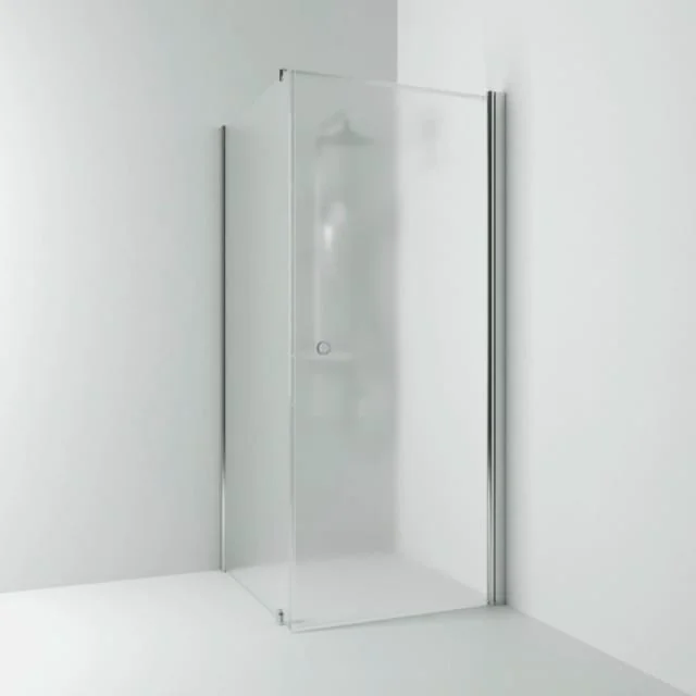 Svedbergs Skoga dusjhjørne rett/fast, 93x80 cm, frostet glass, alu blank profil | 62008489