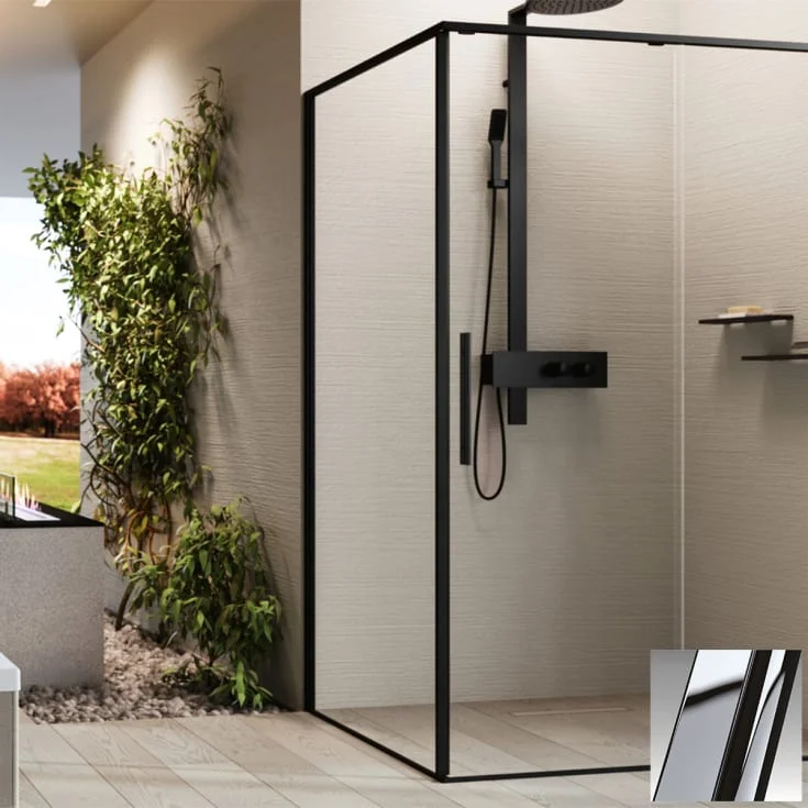 Novellini Riga F2P fastvegg høyre, 109-110,5 cm, klart glass, krom profil | RIGF2P109D-1K