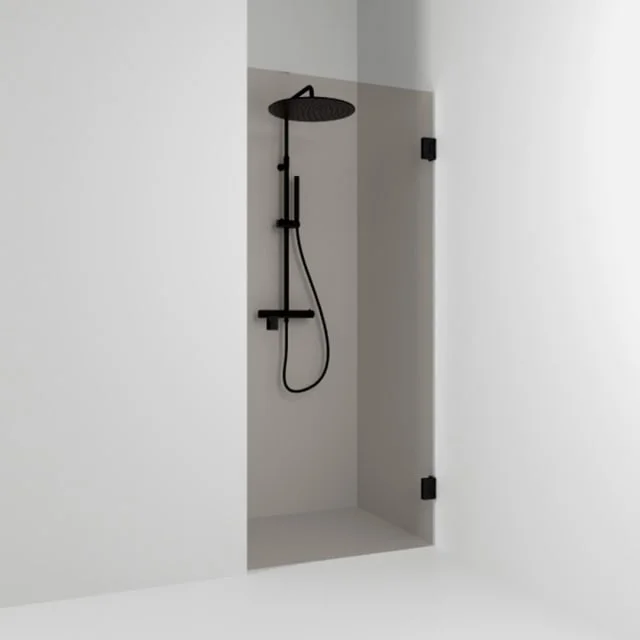 Svedbergs 180° dusjnisje rett, 78,5 cm, bronsefarget glass, sort matt profil | 681978