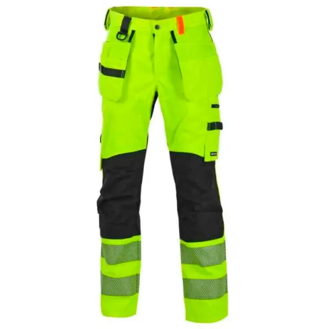 Bekken & Strøm Gjøvik håndverksbukse, HiVis kl.2, unisex, str. KB56, gul/sort | 676852