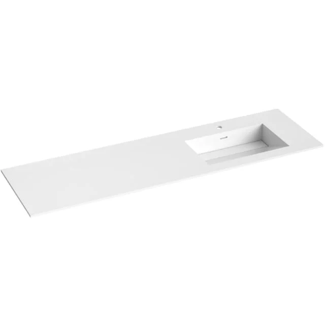 Korsbakken Corian møbelservant, høyre, skrå bunn, 160x46,5 cm, hvit matt | 373702166