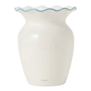 Vase med bølgekant 25 cm hvit/blå v:6650358 Vase med bølgekant 25 cm hvit/blå v:6650358