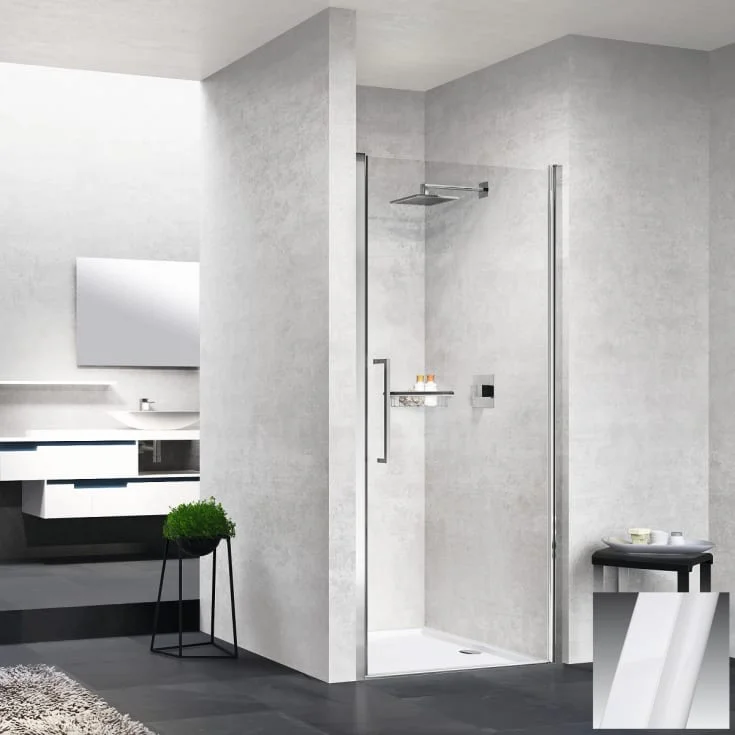 Novellini Young 2.0 1B slagdør for nisje, 82-86 cm, klart glass, hvit matt profil | Y21B82-1U