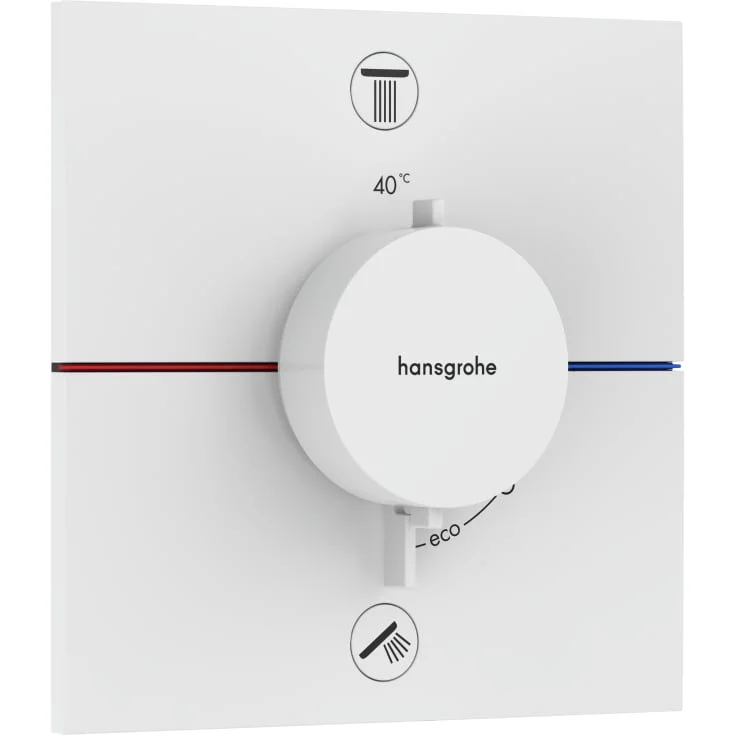 Hansgrohe ShowerSelect Comfort E dusjtermostat, med 2 uttak, matt hvit | 15572700