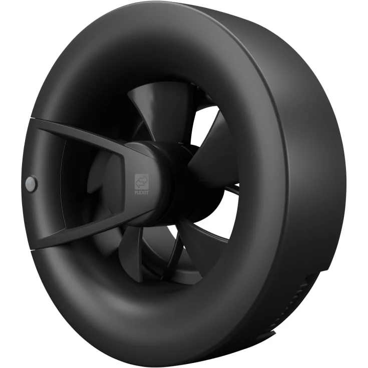 Flexit Bodo Supreme baderomsvifte, med fukt- og bevegelsessensor, Ø100/125 mm, sort | 120946